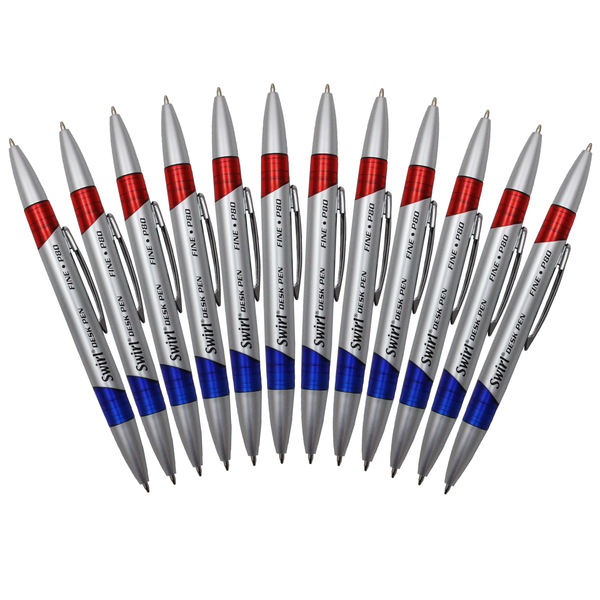 J.R. Moon Pencil Co Swirl Ink Pens, Red/Blue Combo, 12 Per Pack, PK2 P80